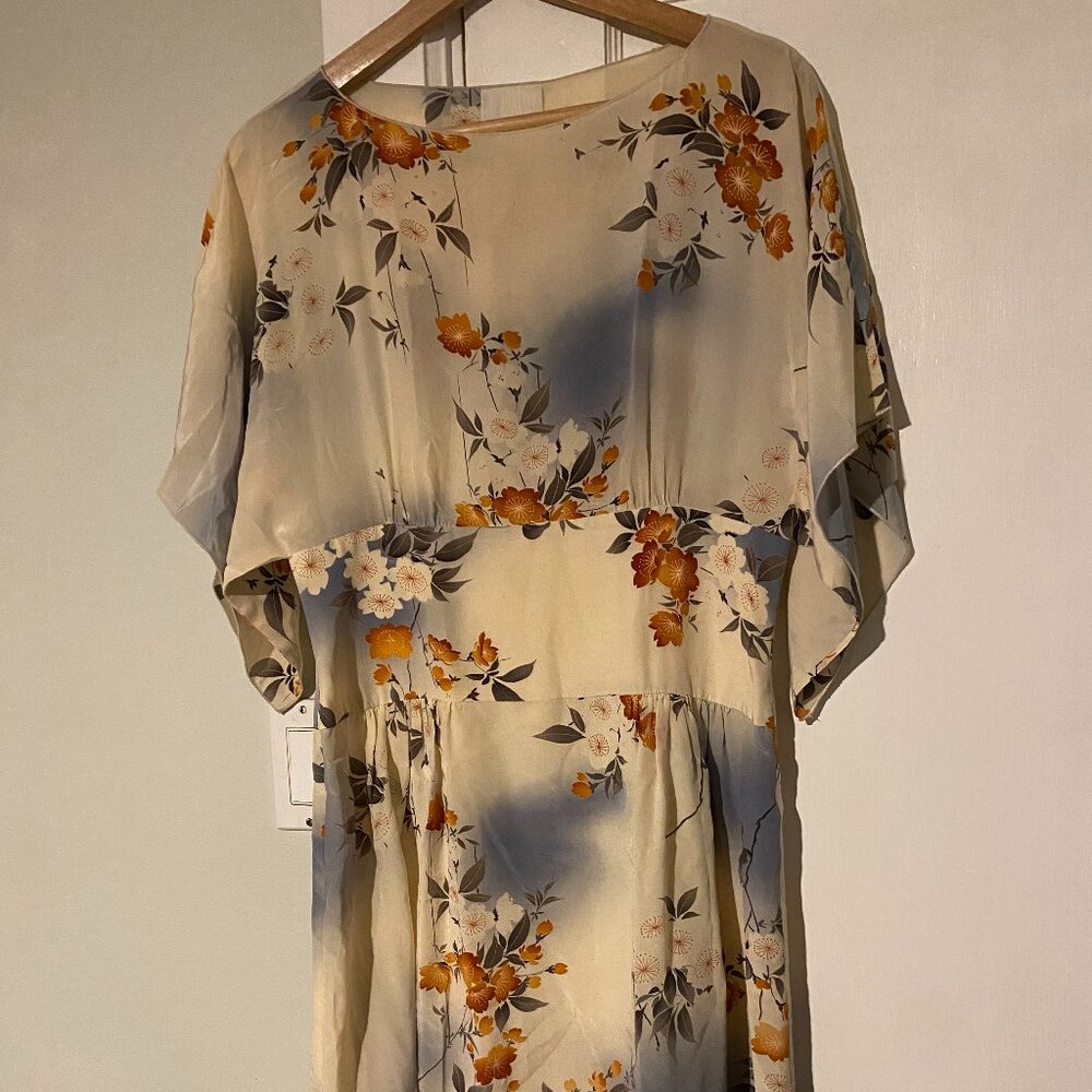 Anna Sui for Anthropologie Floral Silk Midi Dress